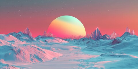 Futuristic Cityscape on an Alien Icy Planet