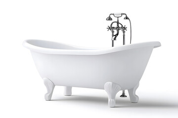 Vintage ceramic bathtub isolated on white background