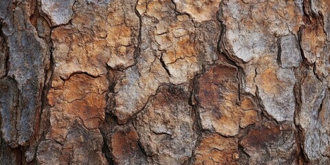 Fototapeta premium Brown and gray weathered tree bark texture with deep crevices and a rough surface showcasing natural patterns in a vertical orientation
