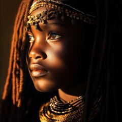 Young Himba Girl with Traditional Jewelry, Captured in Natural Sunlight, Celebrating Cultural Beauty