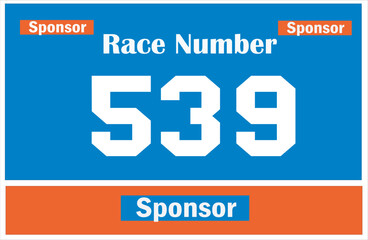 Blue colored marathon number bib isolated on white