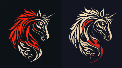 Racing horse stallion logo in tribal style for tattoo design. Vector version also available in gallery