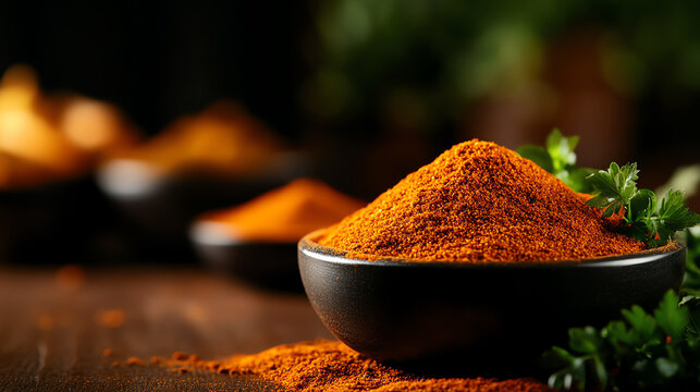 Ethiopian Berbere spice blend, displayed in small bowls with injera and side dishes in a vibrant cultural cafe, [African culinary artistry, bold flavors]