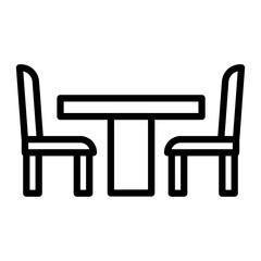 Dining Table Vector Line Icon Design