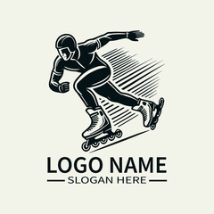 Ice Speed Skating Logo, Speed Skater Logo Design, Winter Sports LogoProfessional Skater Logo, Dynamic Speed Logo