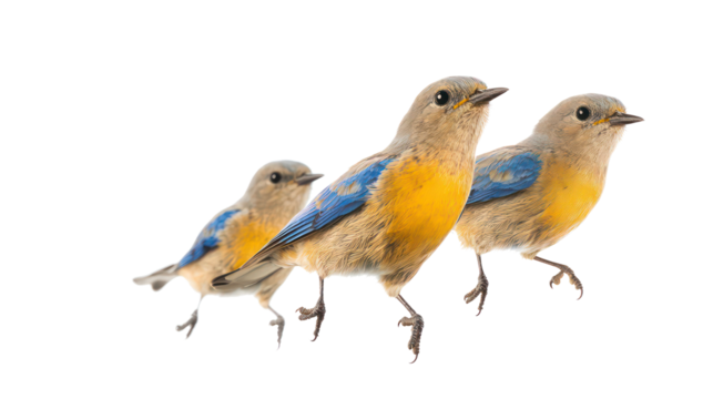 Birds in Poses on Transparent Background Generative AI