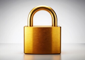Fototapeta premium Golden Padlock Silhouette, Isolated White Background - Security, Safety, Privacy Stock Photo