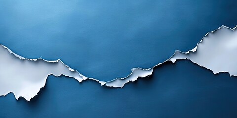 Torn white paper edges on a vibrant blue backdrop creating a minimalist frame design ideal for quotes showcasing ample copy space.