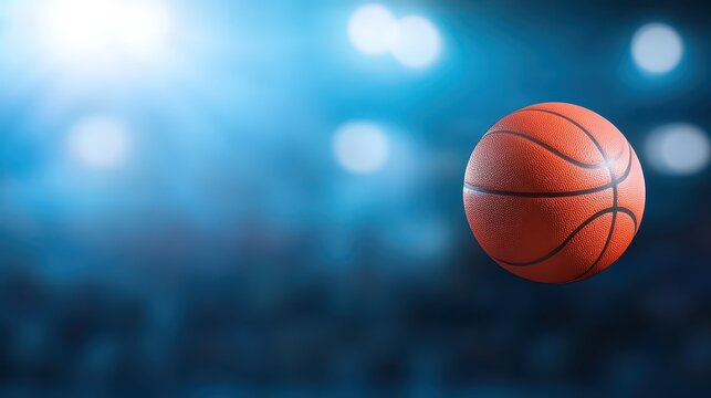Dynamic basketball on vibrant blue, a stunning sports image for fitness and competition