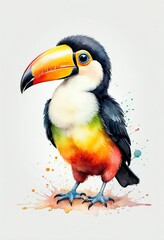 Fototapeta premium watercolor painting of toucan