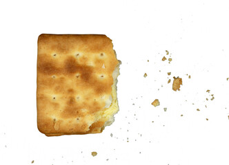 Half of butter cookies with crumbs isolated