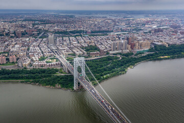 Obraz premium Aerial view on thr George Washington Bridge and the surrounding area in New York City, USA