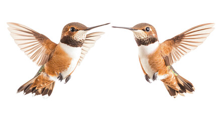 Obraz premium Flying Hummingbirds in Vibrant Display of Nature Generative AI