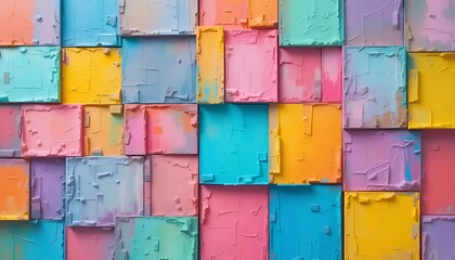 Abstract Colorful Square Blocks Art Piece