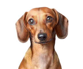 Adorable dachshund dog looking straight, isolated on transparent cutout background