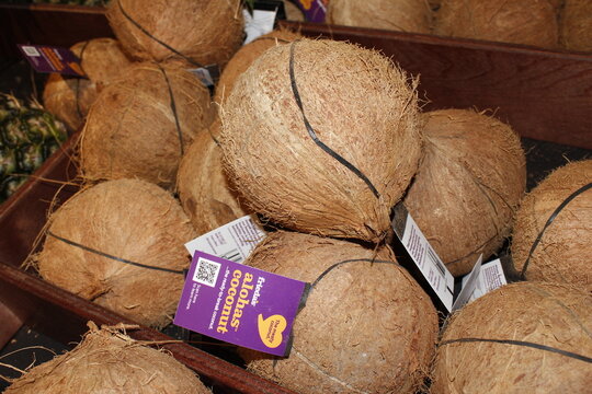 frieda's Coconuts closeup shelf supermarket
