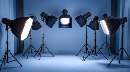 Studio Lighting Setup Blue backdrop, product photography