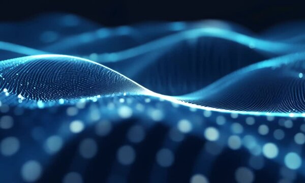 Digital technology binary code wave blue background