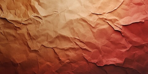 Textured kraft paper backdrop with warm brown and red gradients featuring crumpled surface ideal for text overlay and graphic design applications.