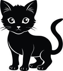 Obraz premium Beautiful animal baby cat vector silhouette black color artwork illustration