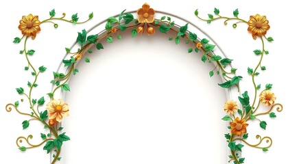 Ornate Archway Decorated With Golden Flowers And Vines