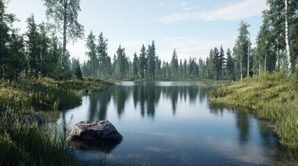 Naklejka premium Serene Forest Lake
