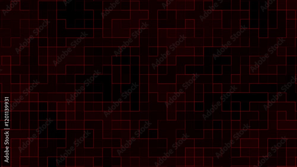 Poster Red black abstract digital square mosaic background animation