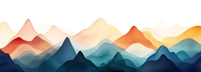 Watercolor concept. A vibrant abstract depiction of layered mountains with soft, flowing colors.