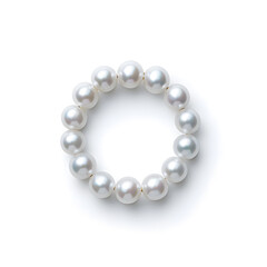 Obraz premium Top view natural pearl women bracelet or necklace, isolated on a white background