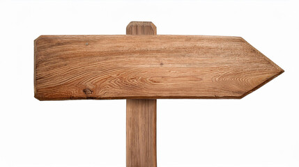 Wooden arrow-shaped signpost with a blank surface on sturdy post