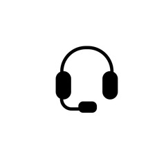 Headphone with mic icon simple vector, shape sign and symbol. Solid colour icon. Filled object, device icon. Minimalist flat icon