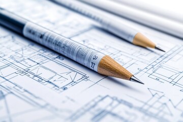 Architect designer Interior creative working hand drawing sketch plan blue print selection material color samples art tools Design Studio, Generative AI