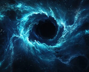 Abstract blue light ring on a black background. blue glowing sound waves in a circle. sound effect vector illustration. headphone concept. atmosphere of futuristic technology.