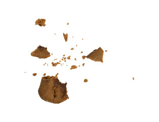 Crumbs of chocolate cookies isolated
