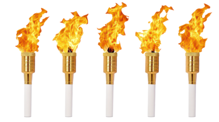 Golden Fire Torches Create Vibrant Flames for Events Generative AI