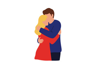 Couple Hug Clip Art Design. A couple hugging each other. Vector illustration design.