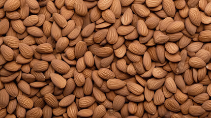 Almond Abundance: A rich, textured expanse of whole almonds fills the frame, showcasing their warm brown hues and smooth, subtly textured surfaces. The image is perfect for culinary, health.