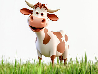 Cheerful Cartoon Cow with Friendly Smile