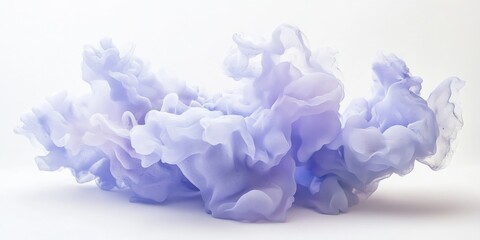 Fototapeta premium Soft cloud-like formations in lavender and baby blue on a white background,