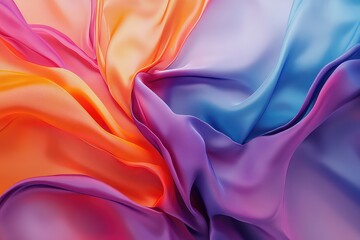 Obraz premium A dynamic abstract composition with layered paint flows in bright colors on a textured fabric-like surface.