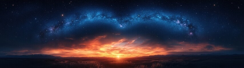 Obraz premium Stunning sunset over a vast ocean landscape.