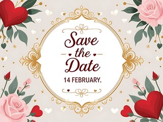 Save the Date Romantic Floral Wedding Invitation Design