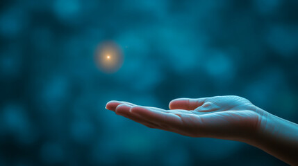 A serene hand reaching out to a glowing orb, symbolizing hope and potential.