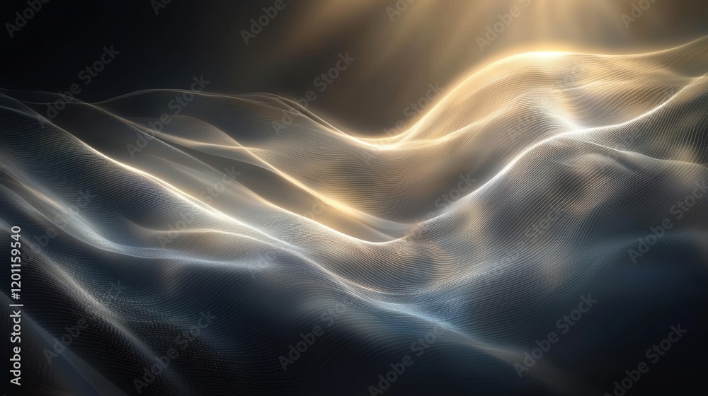 Poster ethereal waves of light and shadow creating abstract flowing patterns