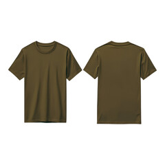 Naklejka premium T-shirt mockup design. Durable hiking T shirt mockup in olive green transparent background