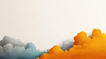 Cloudy watercolor idea. Beautiful abstract clouds in warm colors brighten the serene background.