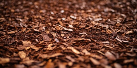 Brown wood chip texture close-up showcasing earthy tones and natural variations in grain, ideal for gardening and potting soil applications.