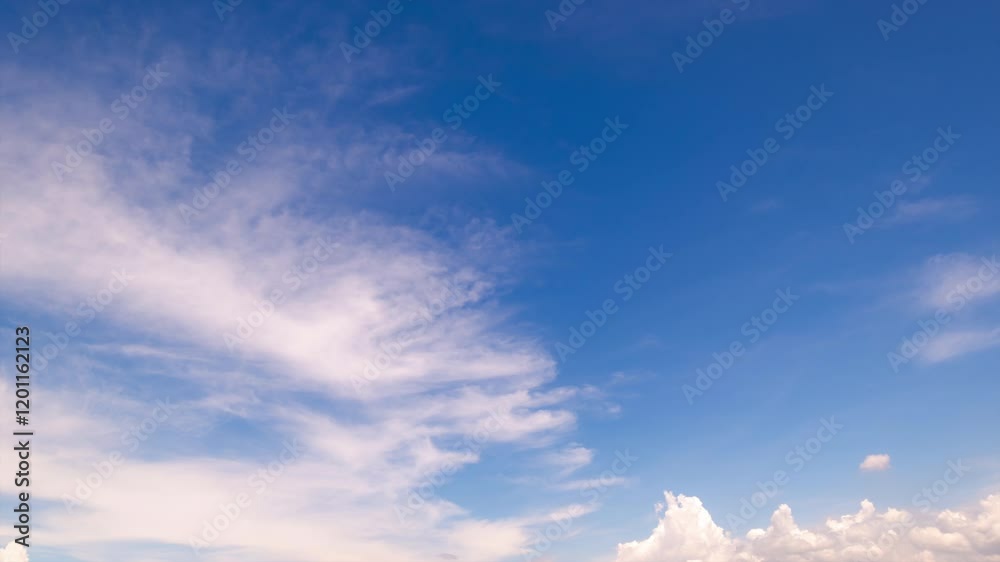 Wall mural captivating timelapse stock video of clear blue skies,panoramic view of clear blue sky and clouds, b