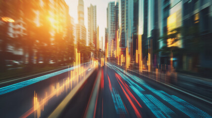 Fototapeta premium Abstract business Financial charts show a significant increase in profits in the stock market.This is driven by higher interest rates and continued growth. In the innovation world network of financial