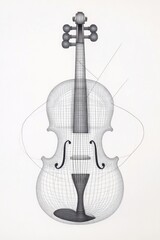 Naklejka premium Artistic wireframe rendering of a violin digital art minimalist style isolated background conceptual design